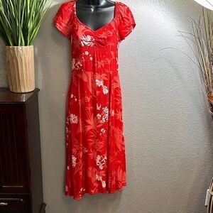 #322* Chelsea, Red/white floral printed maxi dress size small